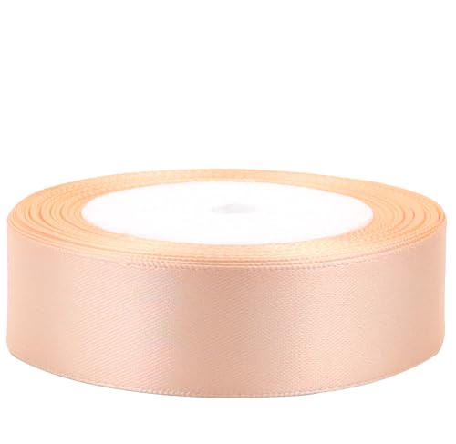 Naked Pink Solid Satin Ribbon 1 Inch 25 Yards Solid Polyester Fabric Ribbon for Gift Wrapping Wedding Christmas Baby Shower Birthday Party Decoration Handmade Immortal Flower Craft