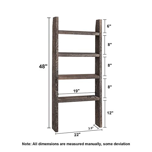 KIAYACI 4-Tier Blanket Ladder Shelves Farmhouse Decorative Ladder Wood Shelves Quilt Rack Wood Ladder Blanket Ladder for The Living Room Boho Shelf Decor(Vintage Walnut, 48" x 22")