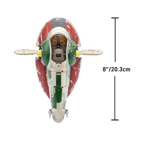 Star Wars Micro Galaxy Squadron Boba Fett's Starship (Ep 5) - 7-Inch Vehicle with Flight Display Stand and Three 1-Inch Micro Figure Accessories