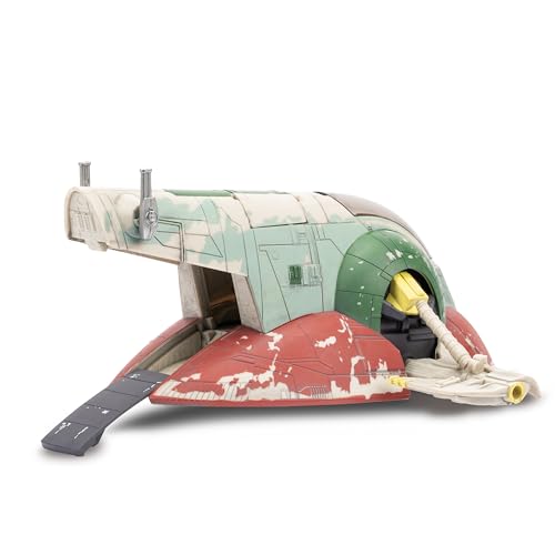 Star Wars Micro Galaxy Squadron Boba Fett's Starship (Ep 5) - 7-Inch Vehicle with Flight Display Stand and Three 1-Inch Micro Figure Accessories