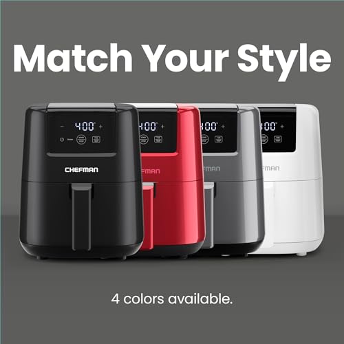 CHEFMAN 2 Qt Mini Air Fryer – Digital Space-Saving Compact Air Fryer with Nonstick and Dishwasher Safe Basket, Quick & Easy Meals in Minutes, Features Digital Timer and Shake Reminder – Black