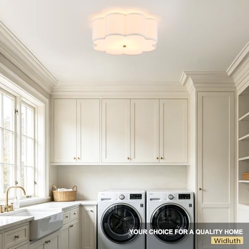 Modern Drum Semi Flush Mount Ceiling Light 17.71" Modern 3-Lights Gold Drum Ceiling Lighting Fixture Vintage Linen Ceiling Lamp for Laundry Room, Kitchen, Basement, Bedroom