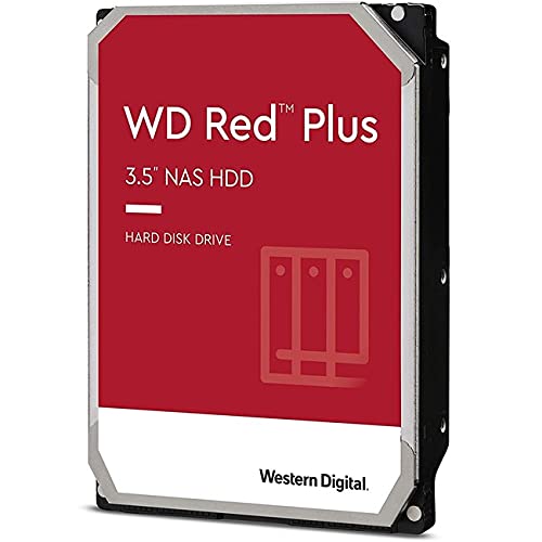 Western Digital 8TB WD Red Plus NAS Internal Hard Drive HDD - 7200 RPM, SATA 6 Gb/s, CMR, 256 MB Cache, 3.5" - WD80EFBX