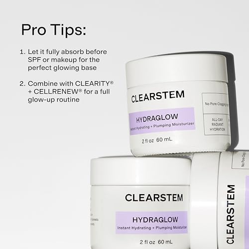 CLEARSTEM - HYDRAGLOW Stem Cell Moisturizer - Bakuchiol + Squalene - Youthful Skin Face Moisturizer - All Skin Types - Facial Skin Care Products - Gluten Free, Cruelty Free - 2 fl oz / 60ml