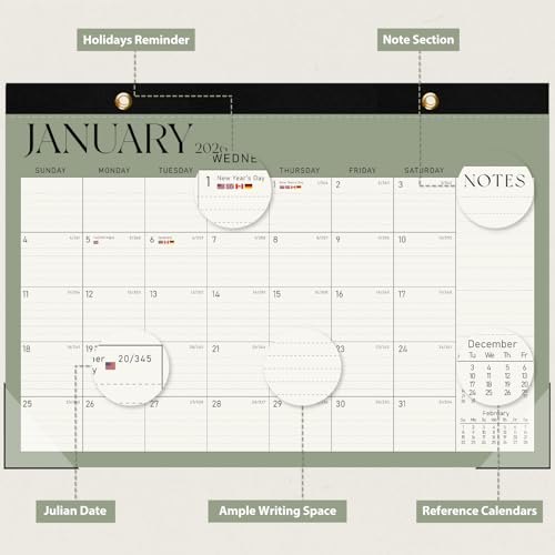 Desk Calendar 2025-2026, Runs Until December 2026 - Large Size 17" x 12" Desktop/Wall Monthly Calendar with To Do List, Personal Desk Calendar Planner for Home, School, Office