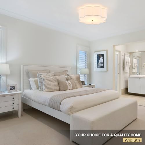 Modern Drum Semi Flush Mount Ceiling Light 17.71" Modern 3-Lights Gold Drum Ceiling Lighting Fixture Vintage Linen Ceiling Lamp for Laundry Room, Kitchen, Basement, Bedroom