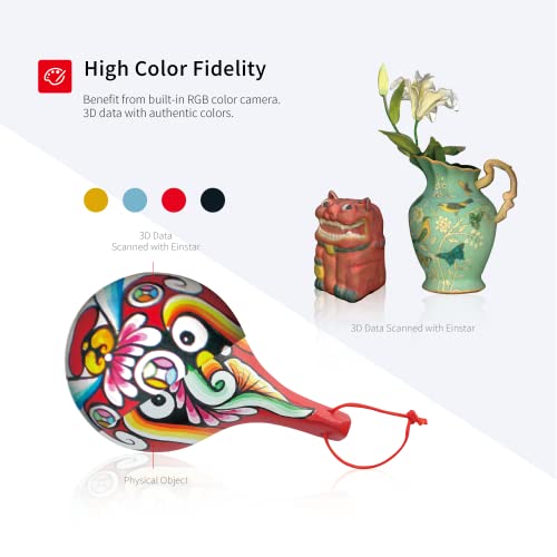Shining 3D Einstar Handheld 3D Scanner with Detail-Oriented Enhancement Technology Support Scanning Hair and Body, Up to 14FPS Scanning Speed High Quality Collecting Data 3D Scanner for 3D Printer