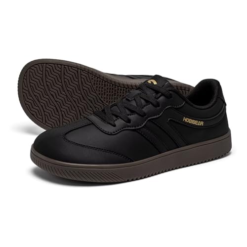 HOBIBEAR Barefoot Shoes Wide Casual Lace Up Retro Leather Fashion Sneakers for Women Men