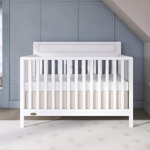 Dream On Me Avery 5-in-1 Convertible Full-Size Baby Crib in White, GreenGuard Gold & JPMA, 3 Mattress Heights, Converts to Toddler, Day & Full-Size Bed, Create a Safe and Baby-Friendly Nursery