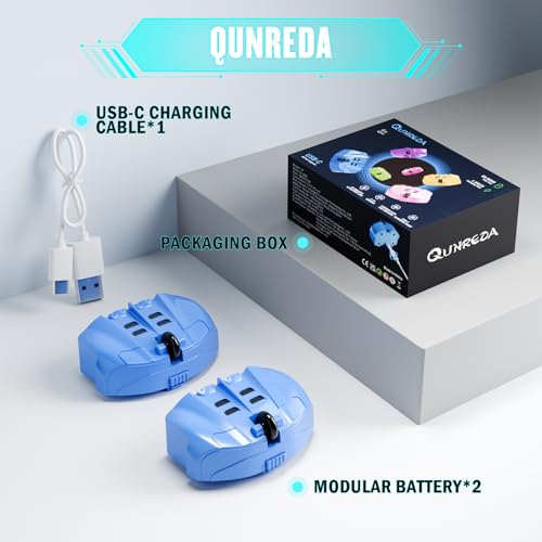 Modular Battery Built-in 3.7V 500mAh 14500 Rechargeable Li-Ion Battery with USB-C Charging Cable for RC Car Toys,2-Pack,Blue