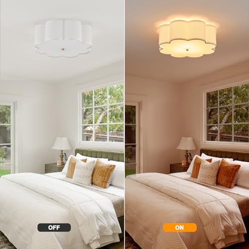 Modern Drum Semi Flush Mount Ceiling Light 17.71" Modern 3-Lights Gold Drum Ceiling Lighting Fixture Vintage Linen Ceiling Lamp for Laundry Room, Kitchen, Basement, Bedroom