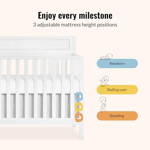 Dream On Me Avery 5-in-1 Convertible Full-Size Baby Crib in White, GreenGuard Gold & JPMA, 3 Mattress Heights, Converts to Toddler, Day & Full-Size Bed, Create a Safe and Baby-Friendly Nursery