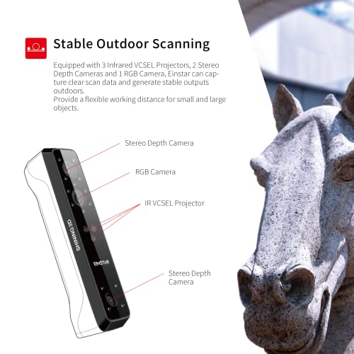Shining 3D Einstar Handheld 3D Scanner with Detail-Oriented Enhancement Technology Support Scanning Hair and Body, Up to 14FPS Scanning Speed High Quality Collecting Data 3D Scanner for 3D Printer