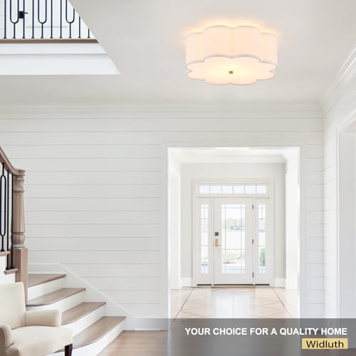 Modern Drum Semi Flush Mount Ceiling Light 17.71" Modern 3-Lights Gold Drum Ceiling Lighting Fixture Vintage Linen Ceiling Lamp for Laundry Room, Kitchen, Basement, Bedroom