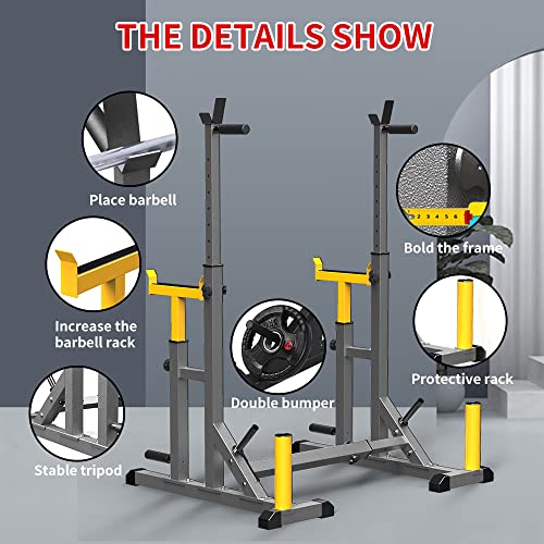 K KiNGKANG Adjustable Squat Rack,Multi-Function Barbell Rack for Weight Lifting and Home Gym Fitness Workout Portable Squat Bench Press,Load 690LBS