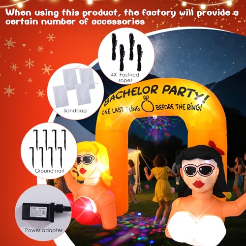 10FT Bachelorette Party Sexy Girl Arch with Built-in LED Lights and Colorful Rotating Lights, Outdoor Inflatable Decorations for Bachelorette Parties Suitable for Lawns, Yards, Gardens