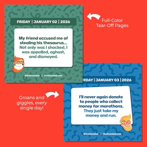 Dad Joke Calendar 2026 | Page A Day Tear Off Calendar Gift For The Dad Joke Lover, Great Christmas Gift, Funny Daily Dad Jokes Desk Calendar, Stocking Stuffer Gift For Men & Women, 365 New Jokes & Puns for The New Year