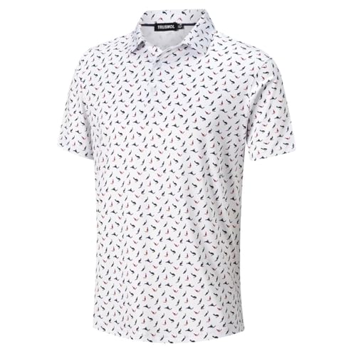 Trusmol Fashion Wear Size XL Golf Shirts for Men Dry Fit Performance Print Short Sleeve Moisture Wicking Golf Polo Shirts
