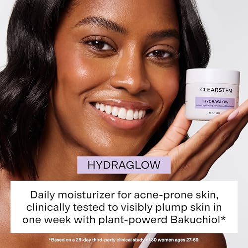 CLEARSTEM - HYDRAGLOW Stem Cell Moisturizer - Bakuchiol + Squalene - Youthful Skin Face Moisturizer - All Skin Types - Facial Skin Care Products - Gluten Free, Cruelty Free - 2 fl oz / 60ml