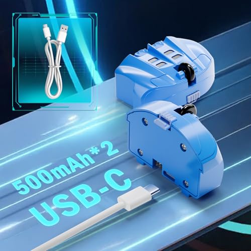 Modular Battery Built-in 3.7V 500mAh 14500 Rechargeable Li-Ion Battery with USB-C Charging Cable for RC Car Toys,2-Pack,Blue