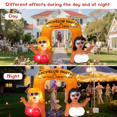 10FT Bachelorette Party Sexy Girl Arch with Built-in LED Lights and Colorful Rotating Lights, Outdoor Inflatable Decorations for Bachelorette Parties Suitable for Lawns, Yards, Gardens