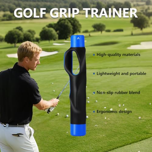 Golf Grip Trainer & Swing Training Aid – Correct Hand Positioning, Improve Swing Consistency & Muscle Memory – Practice Tool for Beginners & Intermediate Golfers - Blue