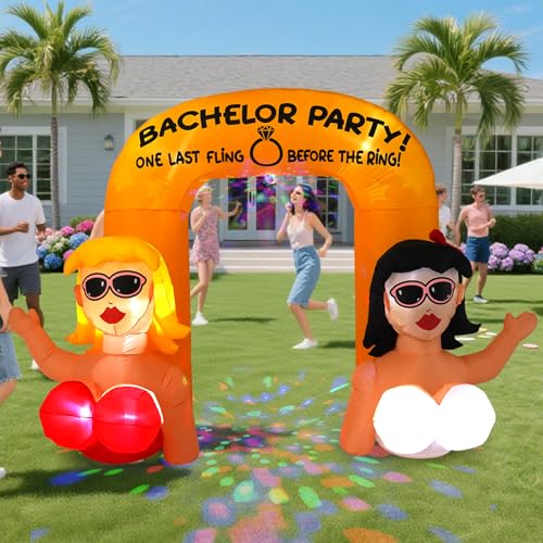 10FT Bachelorette Party Sexy Girl Arch with Built-in LED Lights and Colorful Rotating Lights, Outdoor Inflatable Decorations for Bachelorette Parties Suitable for Lawns, Yards, Gardens