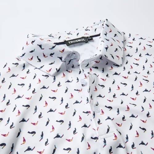 Trusmol Fashion Wear Size XL Golf Shirts for Men Dry Fit Performance Print Short Sleeve Moisture Wicking Golf Polo Shirts