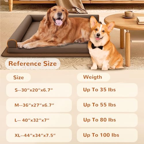 Large Dog Bed Waterproof Indestructible Pet Bed, Memory Foam Orthopedic Dog Couch with Anti-Slip Mat Washable