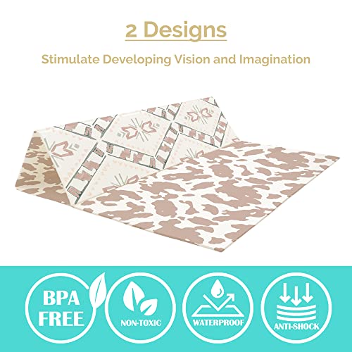 JumpOff Jo Baby Play Mat - Large Folding Foam Play Mat for Infants, Babies, Toddlers, Waterproof, Double-Sided (70" x 59")