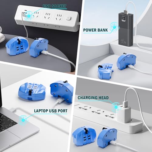 Modular Battery Built-in 3.7V 500mAh 14500 Rechargeable Li-Ion Battery with USB-C Charging Cable for RC Car Toys,2-Pack,Blue