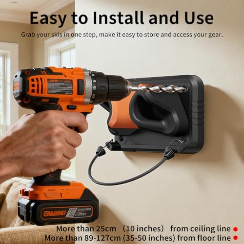 Ski Rack 6Pack, Ski/Snowboard Wall Mount, Skateboard Wall Mount, Fits Any Ski/Snowboard, Holds Up to 150lbs, Winter Gear Organizer, Vertical Ski Storage Rack for Home & Garage