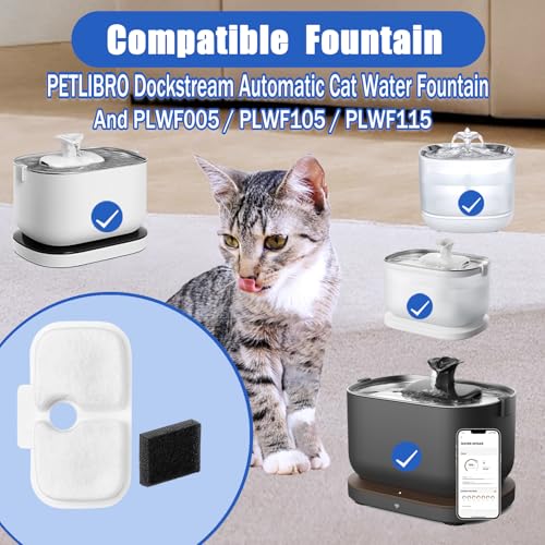 Cat Water Fountain Filter,12 packs Pet Fountain Filter Replacement for Pet Fountain,Filters Replacements fit for Petlibro Dockstream Cat Water Fountain PLWF005/PLWF115/PLWF105