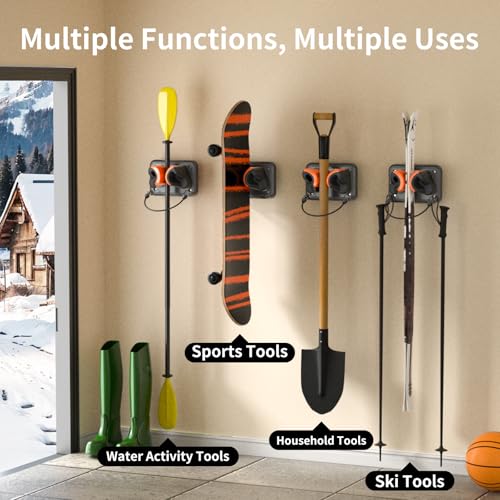 Ski Rack 6Pack, Ski/Snowboard Wall Mount, Skateboard Wall Mount, Fits Any Ski/Snowboard, Holds Up to 150lbs, Winter Gear Organizer, Vertical Ski Storage Rack for Home & Garage