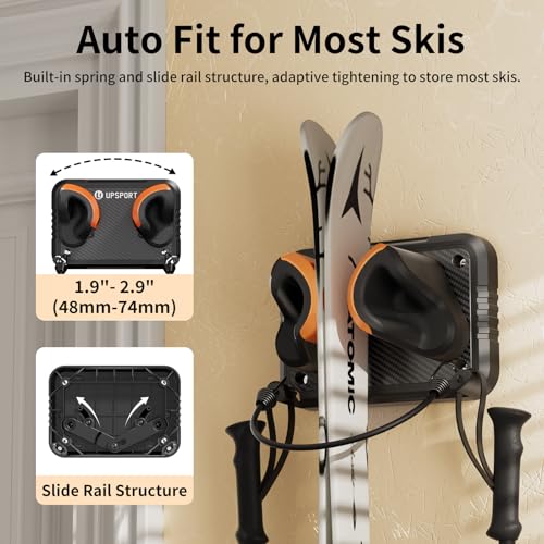 Ski Rack 6Pack, Ski/Snowboard Wall Mount, Skateboard Wall Mount, Fits Any Ski/Snowboard, Holds Up to 150lbs, Winter Gear Organizer, Vertical Ski Storage Rack for Home & Garage