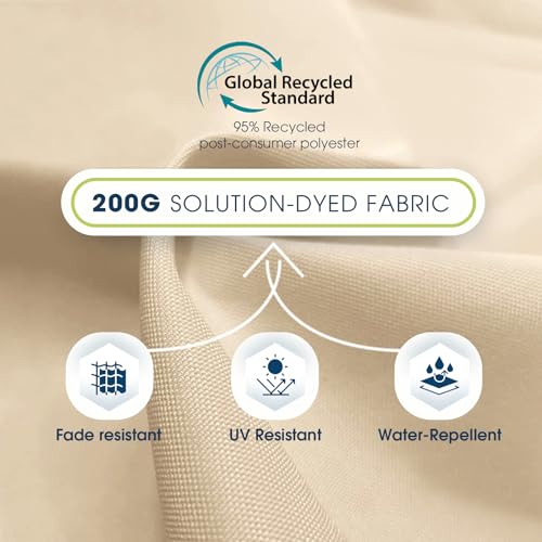 wikiwiki 10ft Patio Umbrellas Offset Outdoor Cantilever Hanging Umbrella w/Infinite Tilt, Fade Resistant Waterproof Recycled Fabric Canopy for Yard, Garden & Deck, Beige