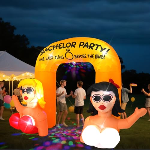 10FT Bachelorette Party Sexy Girl Arch with Built-in LED Lights and Colorful Rotating Lights, Outdoor Inflatable Decorations for Bachelorette Parties Suitable for Lawns, Yards, Gardens