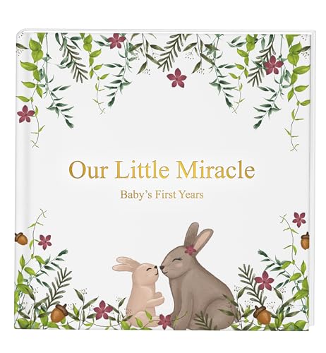Our Little Miracle Baby Memory Book, 100 Pages Baby Book Keepsake with Cute Design, Baby First Year Book, Baby Milestone Book, Baby Memory Book for Boy and Girl, First Year Baby Book