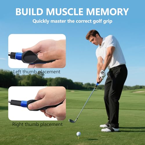 Golf Grip Trainer & Swing Training Aid – Correct Hand Positioning, Improve Swing Consistency & Muscle Memory – Practice Tool for Beginners & Intermediate Golfers - Blue