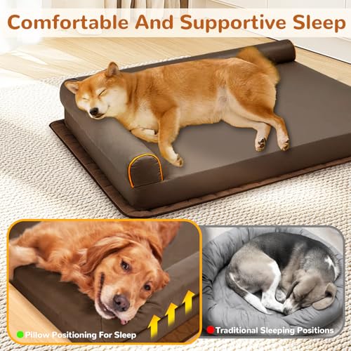 Large Dog Bed Waterproof Indestructible Pet Bed, Memory Foam Orthopedic Dog Couch with Anti-Slip Mat Washable