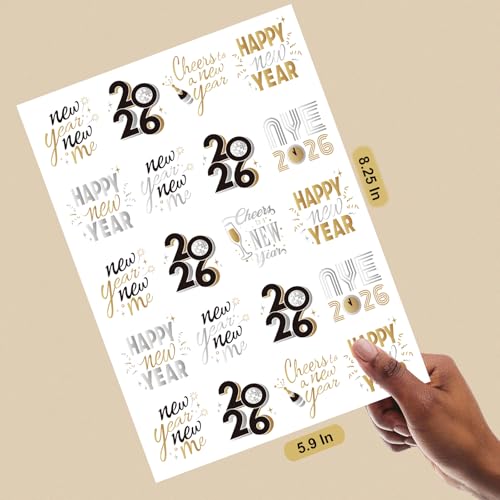 2026 New Years Eve Party Supplies - 40 Designs Glitter Temporary Tattoos, Black/Gold Metallic Tattoos | NYE 2026 Decorations & Photo Booth Props | Happy New Year Party Favors Accessories