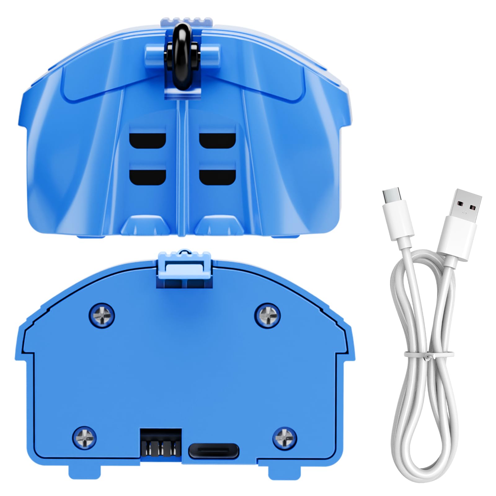 Modular Battery Built-in 3.7V 500mAh 14500 Rechargeable Li-Ion Battery with USB-C Charging Cable for RC Car Toys,2-Pack,Blue