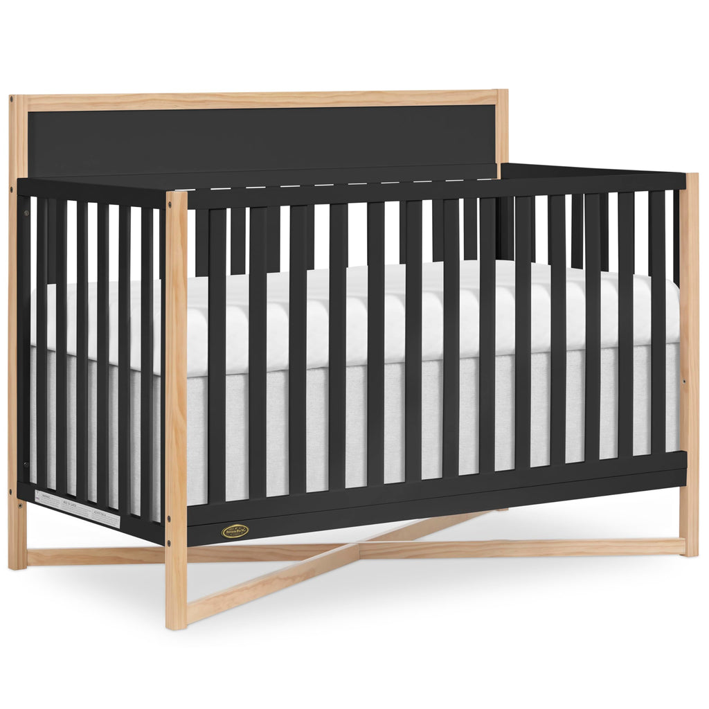 Dream On Me Owen 5-in-1 Convertible Full-Size Baby Crib in Matte Black, GreenGuard Gold & JPMA, Converts to Toddler, Day, & Full-Size Bed, Non-Toxic Paint, Safe Sleep Environment