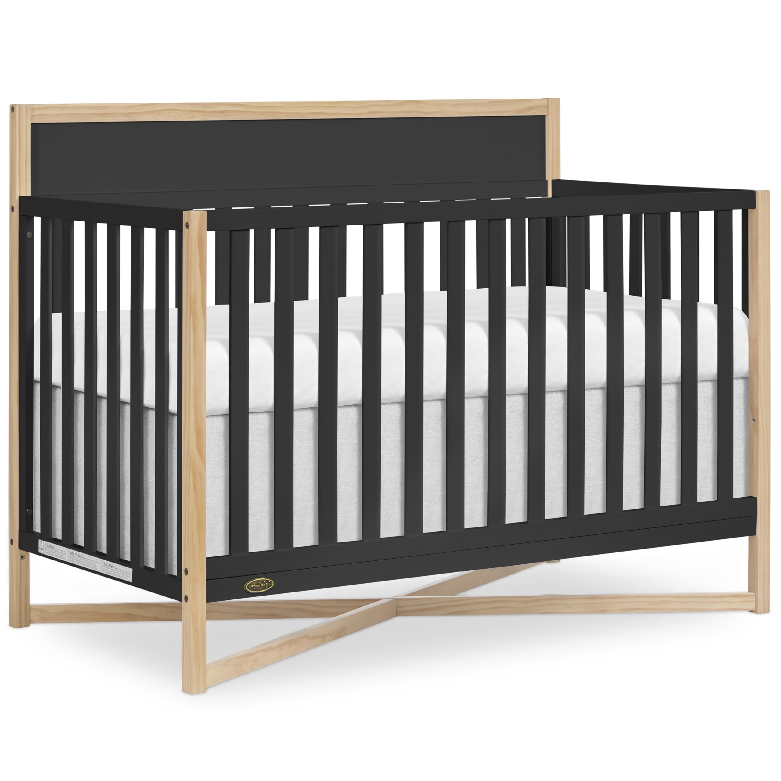 Dream On Me Owen 5-in-1 Convertible Full-Size Baby Crib in Matte Black, GreenGuard Gold & JPMA, Converts to Toddler, Day, & Full-Size Bed, Non-Toxic Paint, Safe Sleep Environment