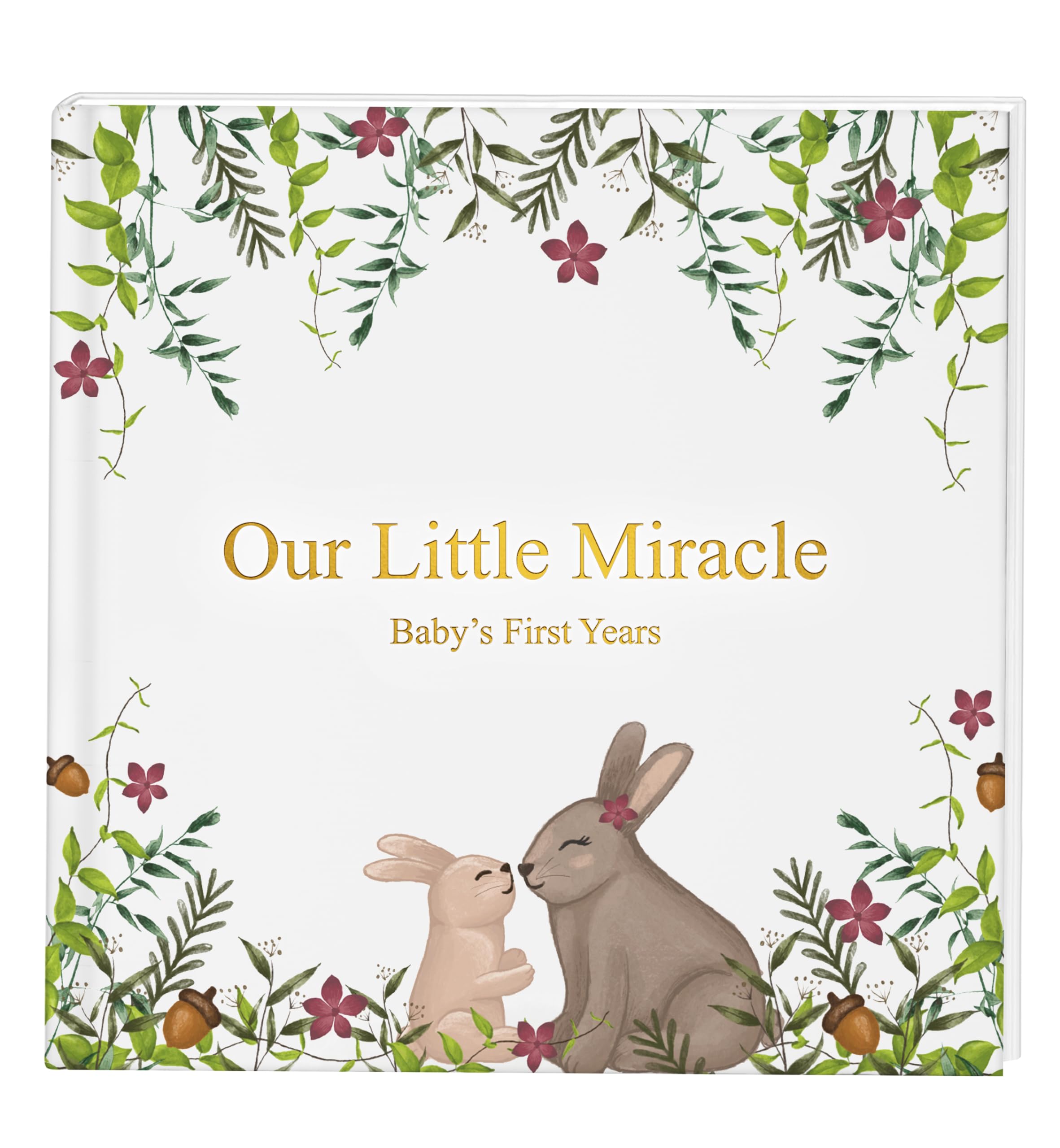 Our Little Miracle Baby Memory Book, 100 Pages Baby Book Keepsake with Cute Design, Baby First Year Book, Baby Milestone Book, Baby Memory Book for Boy and Girl, First Year Baby Book
