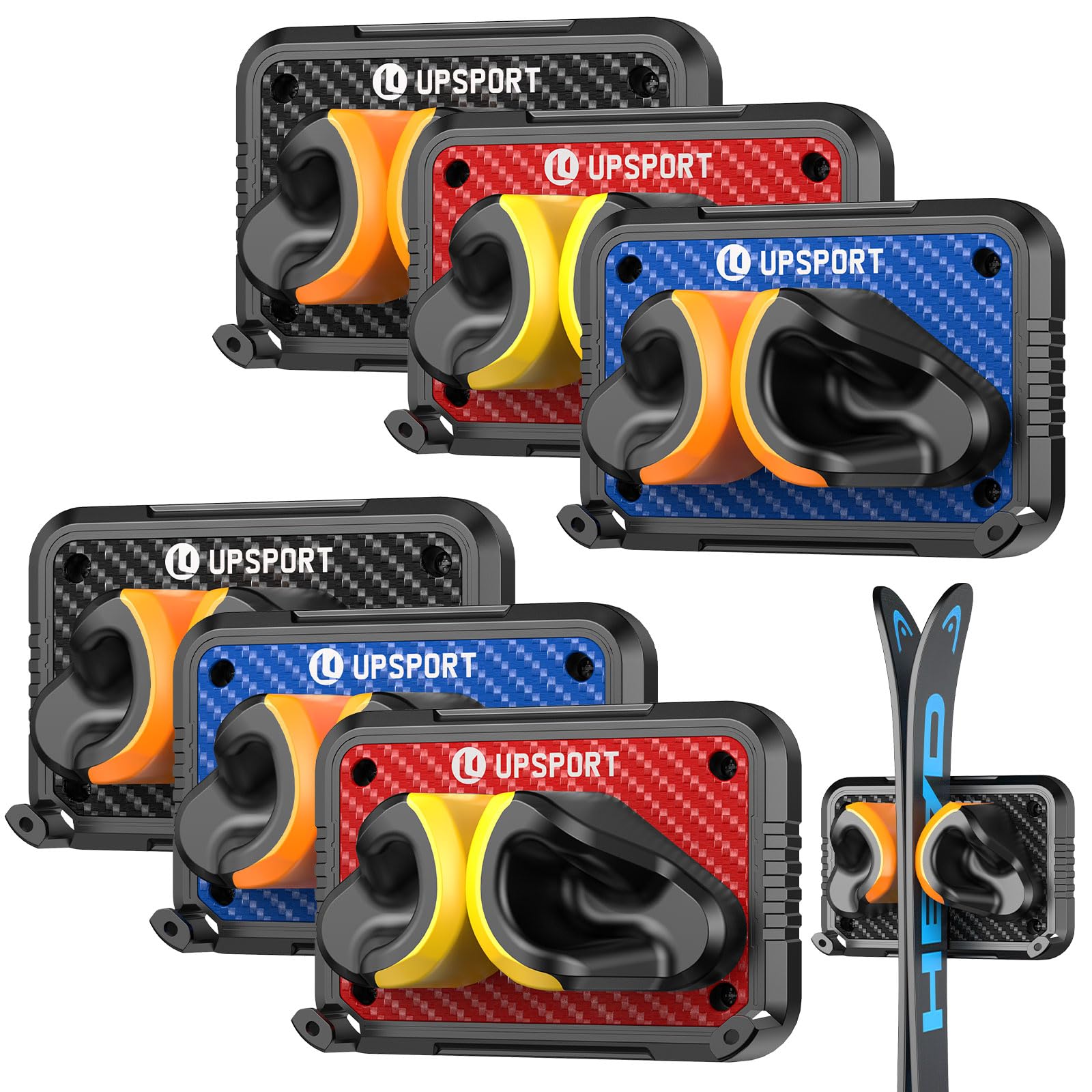 Ski Rack 6Pack, Ski/Snowboard Wall Mount, Skateboard Wall Mount, Fits Any Ski/Snowboard, Holds Up to 150lbs, Winter Gear Organizer, Vertical Ski Storage Rack for Home & Garage