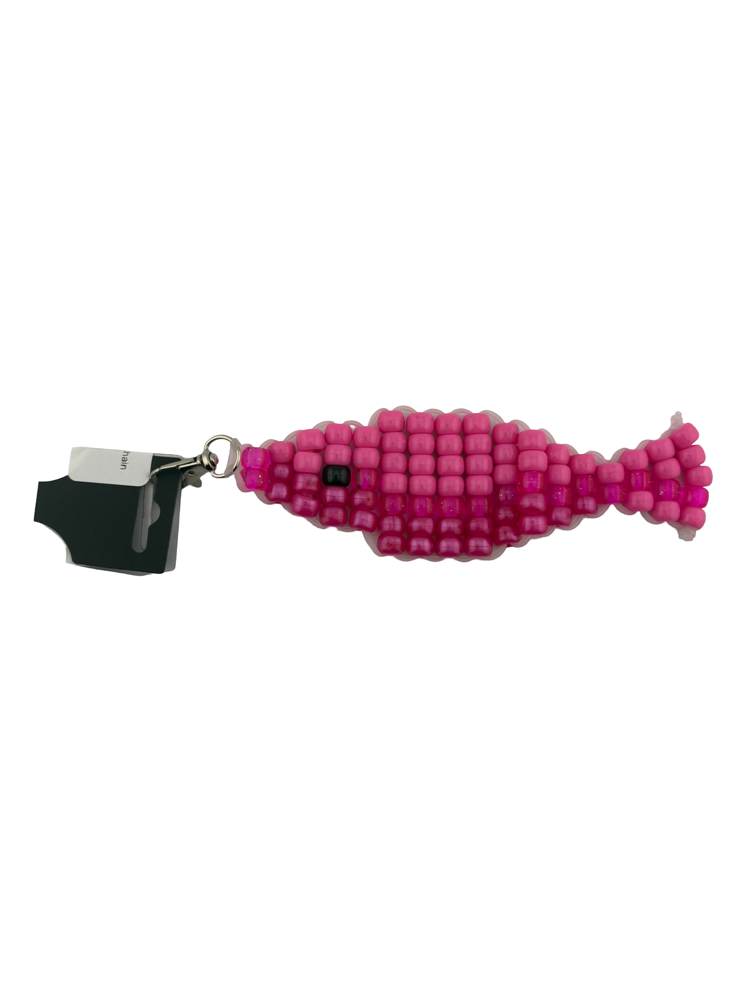 Pink Fish Beaded Keychain