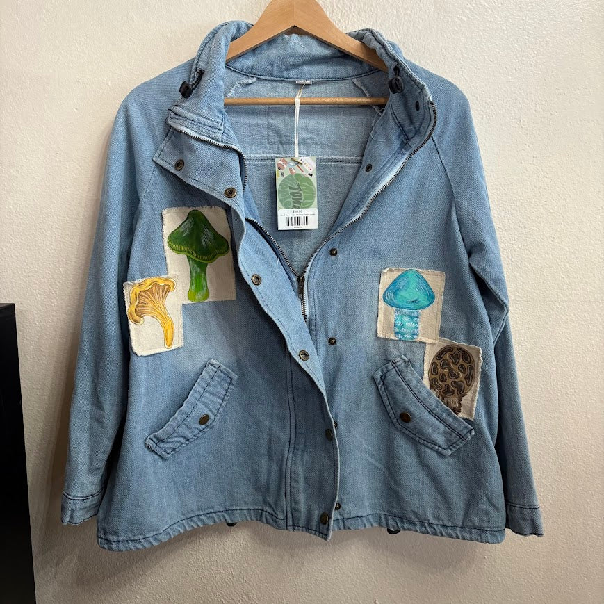 Small Town Hippie Patched Denim Jacket