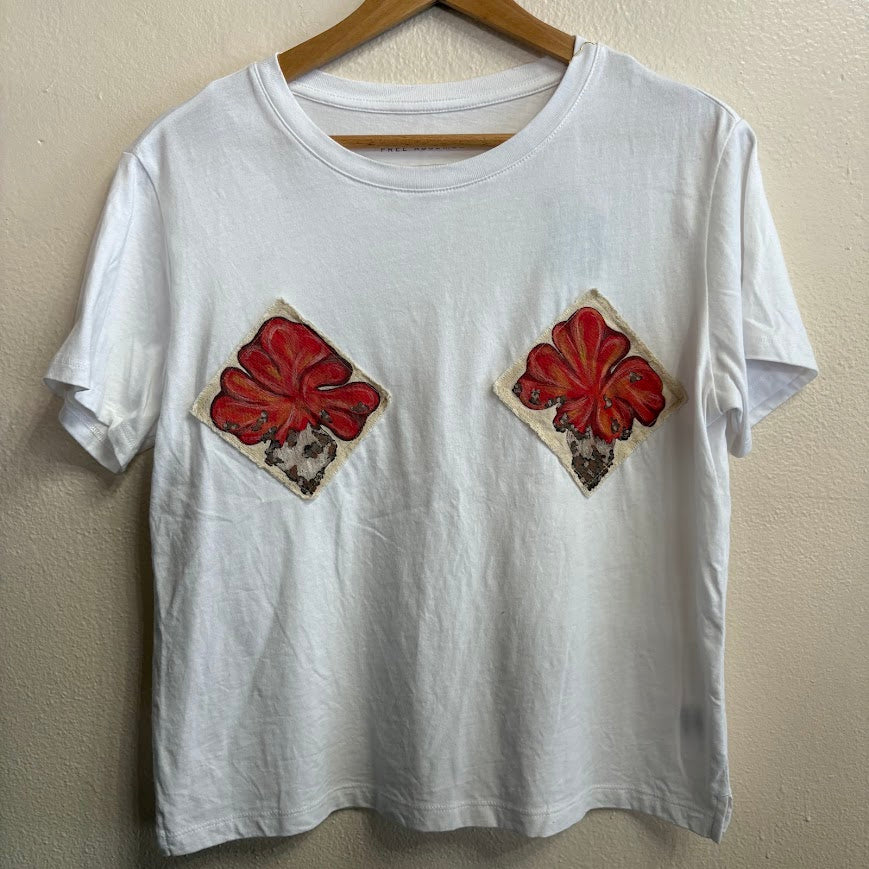 Small Town Hippie Patched Short Sleeve Top