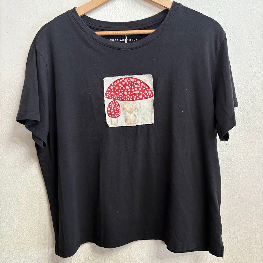 Small Town Hippie Patched Short Sleeve Top